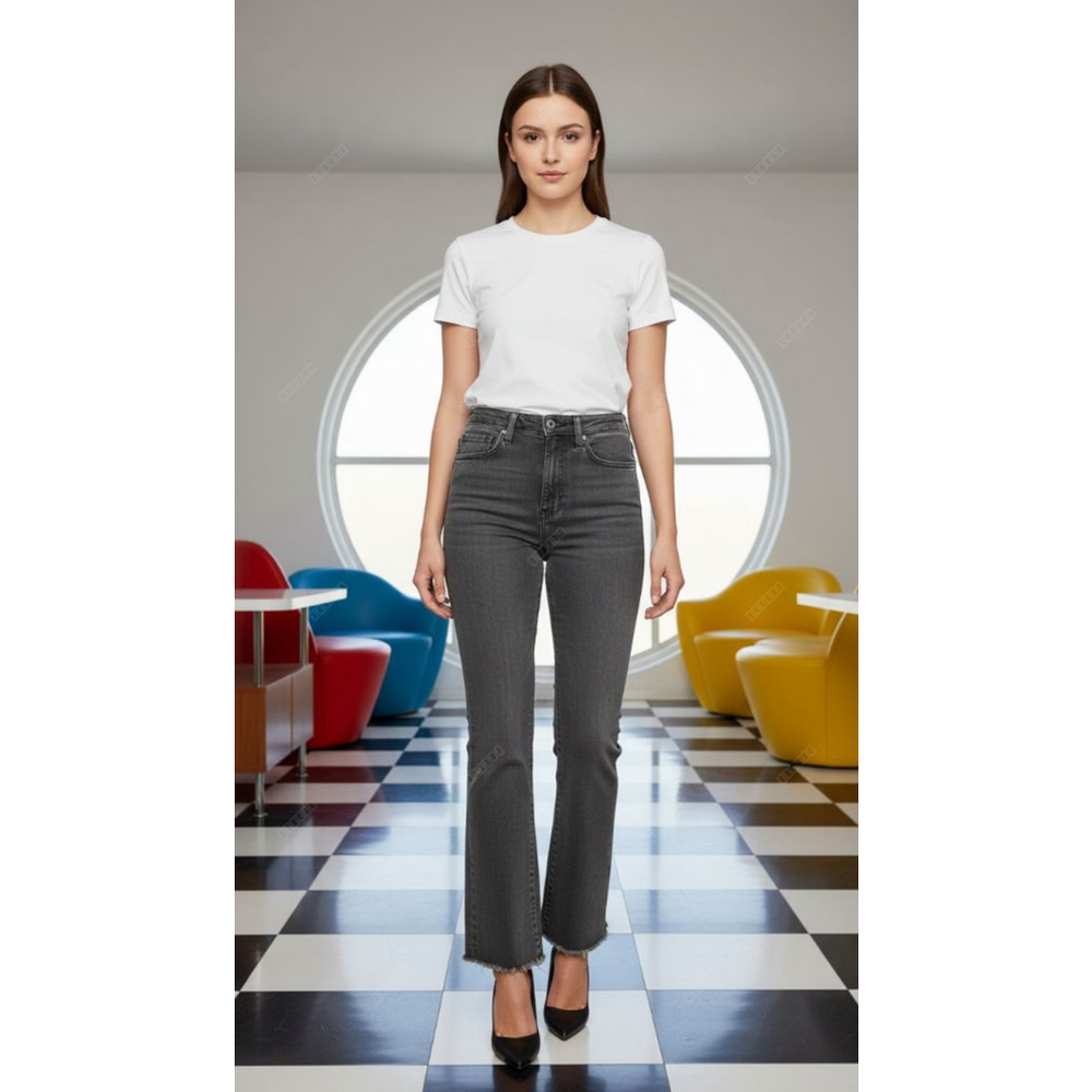 Women's Free People Gray Cropped Classic Moto Boot Cut Jeans Size 27